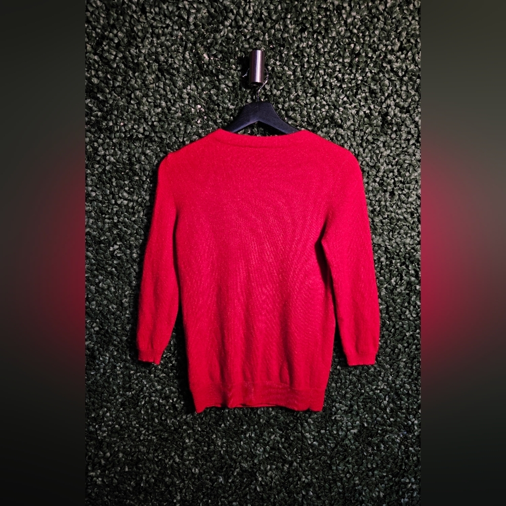 Pure Cashmere Red Crew Neck Sweater- Talbots - Picture 3 of 4